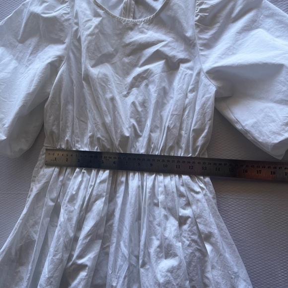 Madewell Elegant White Puffed Sleeve Dress Cotton - Picture 4 of 8